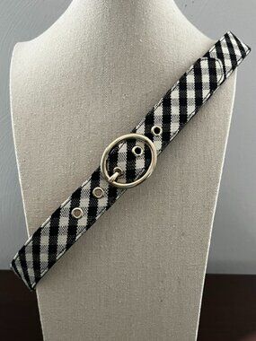 Talbots Belt Black White Check Silver Tone Buckle Size Small